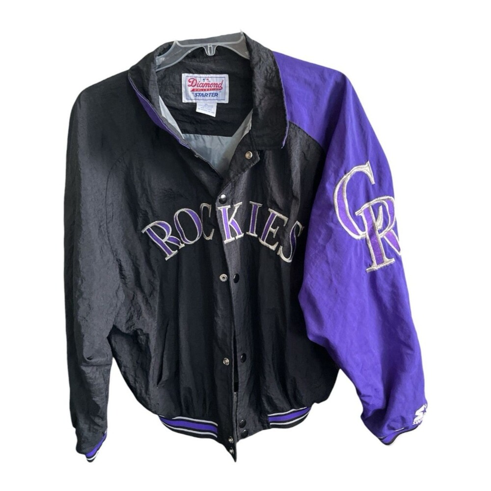 Diamond Collection Men’s Starter Jacket Colorado Rockies Snap Button Size XL